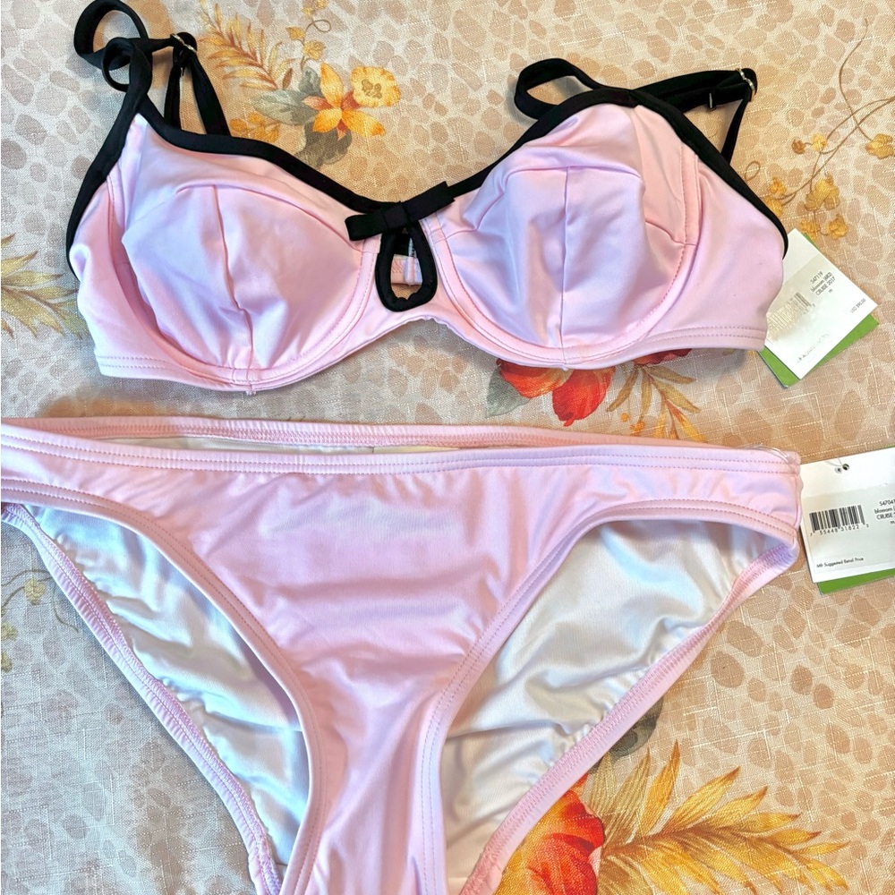 Kate Spade Light Pink Bikini with Black Trim